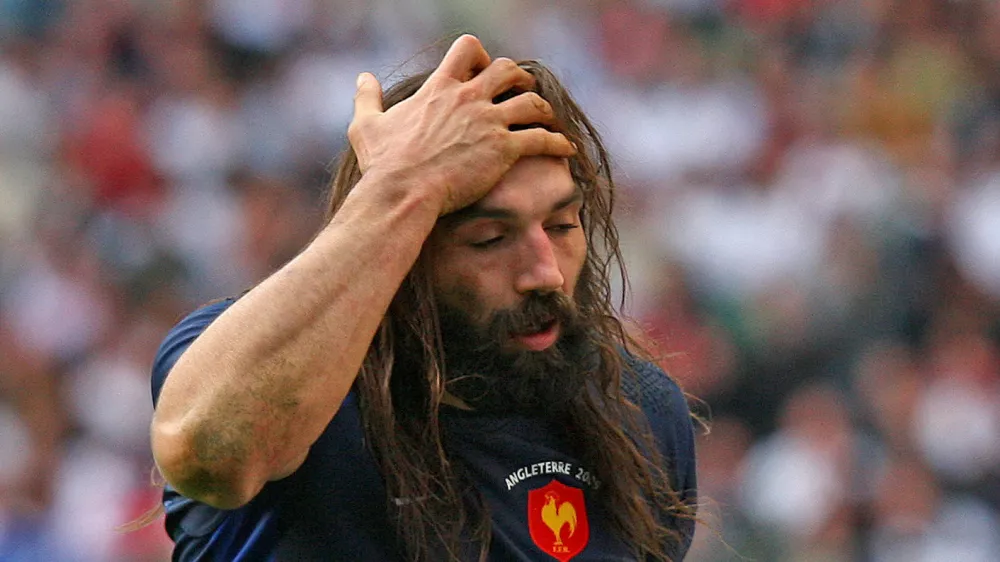 Sebastien Chabal of France reacts during the Six Nations international rugby union match against England at Twickenham stadium in London, Sunday March 15, 2009. (AP Photo/Tom Hevezi)