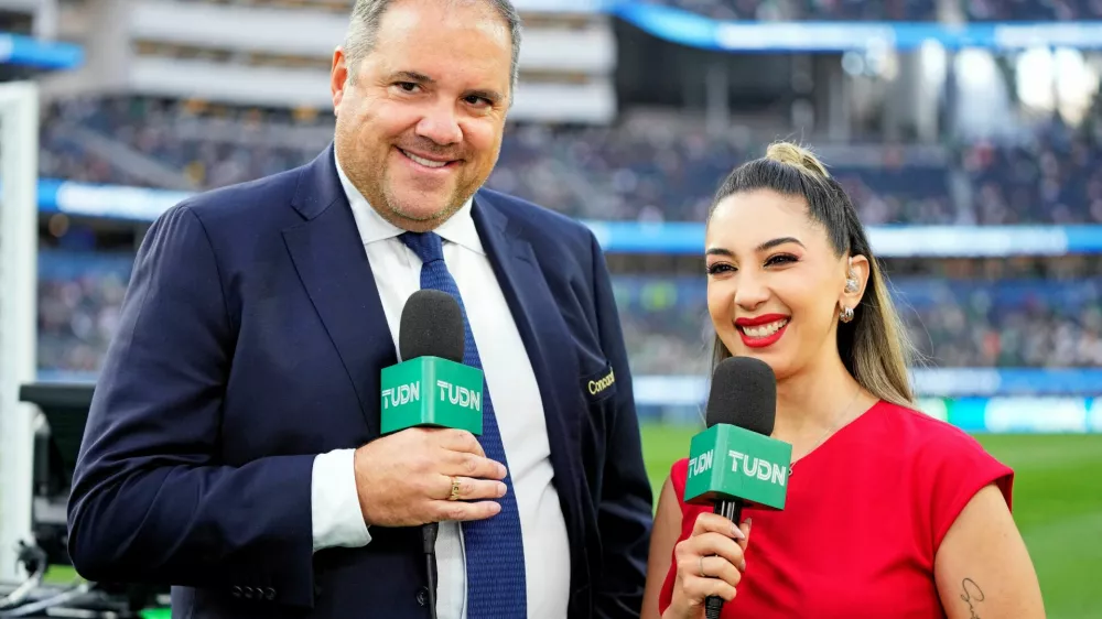 FILE PHOTO: Mar 23, 2025; Inglewood, California, USA; CONCACAF president Victor Montagliani is interviewed for TV before the Concacaf Nations League final between Mexico and Panama at SoFi Stadium. Mandatory Credit: Kyle Terada-Imagn Images/File Photo