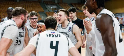 in action during second match of the semi-final of ABA 2 league 2024/25 basketball match between Iliriija and Zlatibor Mozzart in Hala Tivoli, Ljubljana, Slovenia on April 16, 2025