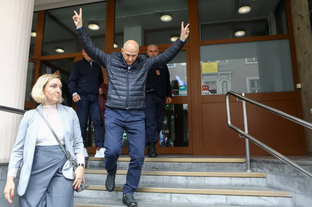 18.4.2025 Celje sojenje Janez Jan&scaron;a v zadevi Trenta.Foto: Luka Cjuha