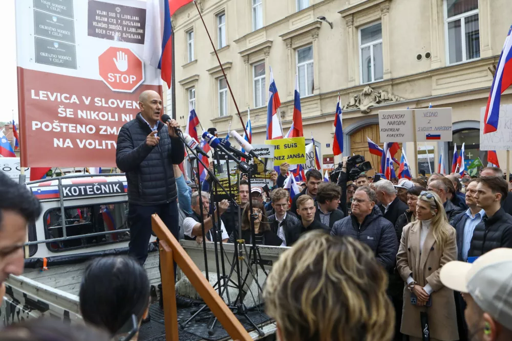 18.4.2025 Celje sojenje Janez Jan&scaron;a v zadevi Trenta.Foto: Luka Cjuha
