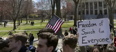 Students, faculty and members of the Harvard University community rally, Thursday, April 17, 2025, in Cambridge, Mass. (AP Photo)