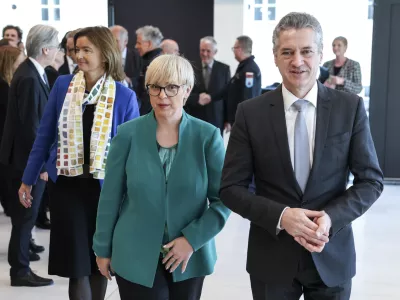 Tanja Fajon, Robert Golob, Nata&scaron;a Pirc Musar- 29.01.2024 &ndash; sprejem za organizacije, ki so sodelovale pri pomoči prizadetim v poplavah, ki ga prireja predsednik vlade Robert Golob, udeležila se ga bo tudi predsednica republike Nata&scaron;a Pirc Musar //FOTO: Jaka Gasar