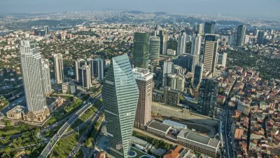 Istanbul, Turkey - August 23, 2014: Skyscrapers and modern office buildings at Levent District