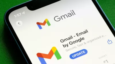 2MFX6X3 Gmail app is seen in the App Store on an iPhone. Gmail is a free email service provided by Google.
