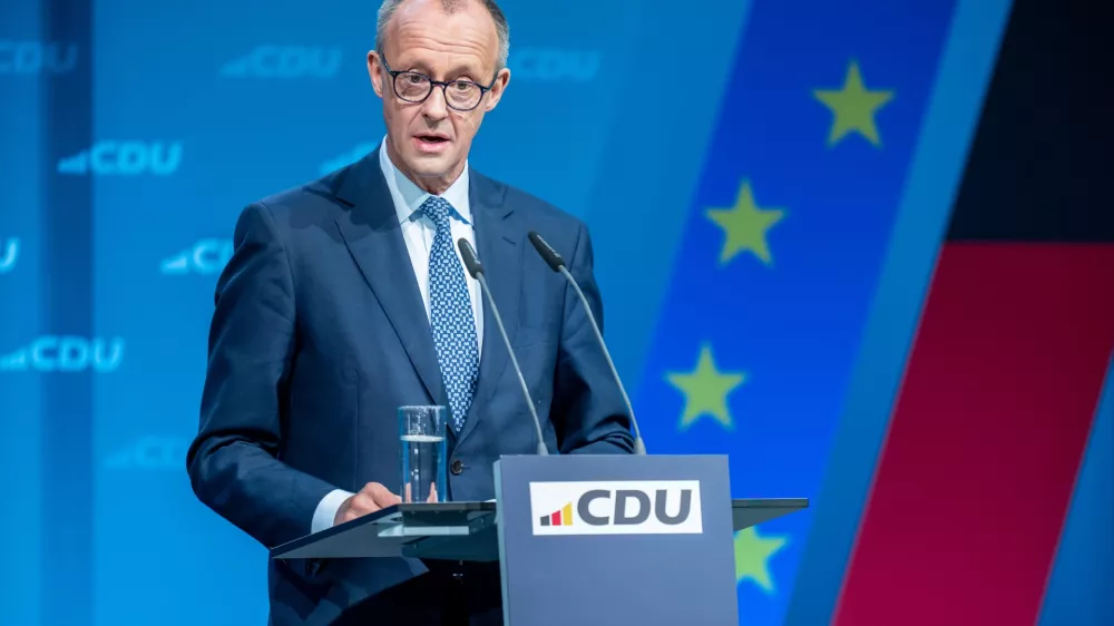 28 April 2025, Berlin: Friedrich Merz, Christian Democratic Union of Germany (CDU) candidate for chancellor and CDU federal chairman, speaks at the CDU Executive Committee meeting. Photo: Michael Kappeler/dpa