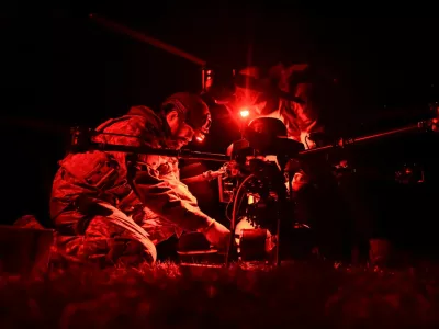 Servicemen of the 113th Battalion of the 110th separate territorial defence brigade of the Armed Forces of Ukraine prepare a Vampire combat drone before flying over positions of Russian troops, amid Russia's attack on Ukraine, in Zaporizhzhia region, Ukraine April 28, 2025. REUTERS/Stringer   TPX IMAGES OF THE DAY