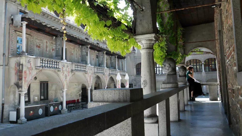 Predstavniki srednje &scaron;ole za oblikovanje in fotografijo ministra Vinka Logaja prosijo, naj za&scaron;čiti interese &scaron;ole in prepreči prodajo solastni&scaron;kega deleža države v Križankah. Foto: Tomaž Skale