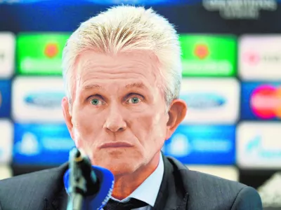 Bayern Munich coach Jupp Heynckes meets the media ahead of Wednesday's Champions League, round of eight, return-leg soccer match against Juventus, in Turin, Italy, Tuesday, April 9, 2013. (AP Photo/Massimo Pinca)