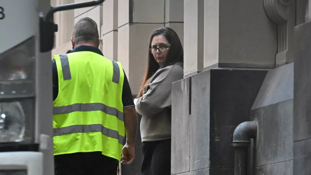 Erin Patterson, an Australian woman accused of murdering three elderly people who died after they allegedly consumed a lunch she prepared which contained poisonous mushrooms, looks on in Melbourne, Australia, April 15, 2025. AAP/via REUTERS  ATTENTION EDITORS - THIS IMAGE WAS PROVIDED BY A THIRD PARTY. NO RESALES. NO ARCHIVE. AUSTRALIA OUT. NEW ZEALAND OUT. NO COMMERCIAL OR EDITORIAL SALES IN NEW ZEALAND. NO COMMERCIAL OR EDITORIAL SALES IN AUSTRALIA.