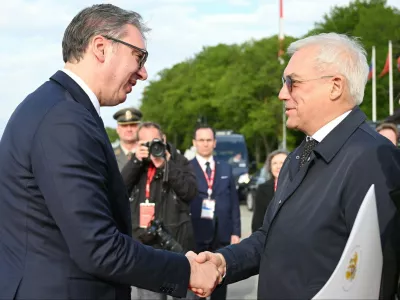 8918368 07.05.2025 President of Serbia Aleksandar Vucic arrives in Moscow to attend the celebrations to mark 80th anniversary of Russia's Victory in the Great Patriotic War of 1941-1945. Crediting the source in the following order "photographer's name"is mandatory when using the photo,Image: 996241531, License: Rights-managed, Restrictions: Editors' note: THIS IMAGE IS PROVIDED BY RUSSIAN STATE-OWNED AGENCY SPUTNIK., Model Release: noFoto: Profimedia