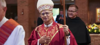 Cardinal Robert Prevost celebrates Mass at St. Jude Parish in New Lenox, Ill., in 2024. (Photo courtesy of the Midwest Augustinian Province of Our Mother of Good Counsel via AP)