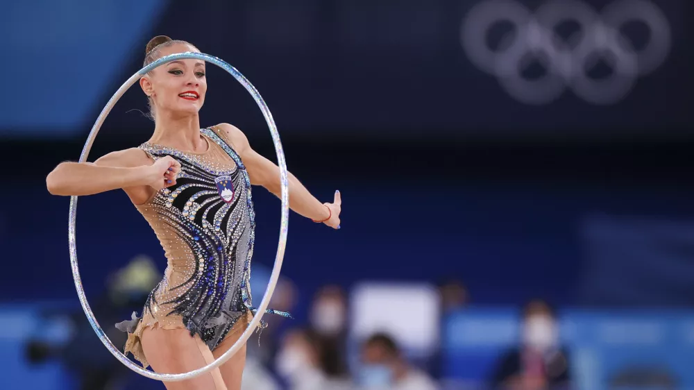 Japonska, Tokio.OI Tokio 2020 - ritmicna gimnastika, posamicno, mnogoboj, kvalifikacije.Slovenska gimnasticarka Jekaterina Vedenejeva.