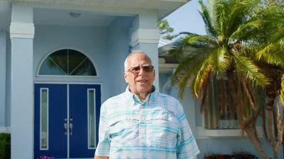 Louis "Lou" Prevost, eldest brother of Pope Leo XIV, poses for a portrait outside his home in Port Charlotte, Florida, U.S., May 9, 2025. REUTERS/Maria Alejandra Cardona