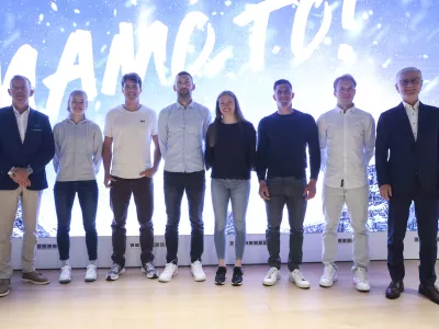 Enzo Smrekar, Franjo Bobinac- 14.05. 2025 - predstavitev &scaron;portnega in vsebinskega dela aktivnosti, ki potekajo ob pripravah na zimske olimpijske igre Milano Cortina 2026, OKS//FOTO: Jaka Gasar