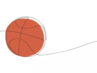 A single line drawing of a basketball. Continuous line ball for basketball icon. One line icon. Vector illustration. / Foto: Denys Polhun