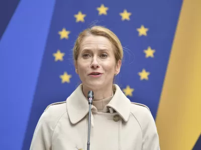 FILE - High Representative of the European Union for Foreign Affairs and Security Policy Kaja Kallas speaks to journalists during UA-EU foreign Minister's meeting in Lviv, Ukraine, on May 9, 2025. (AP Photo/Mykola Tys, File)