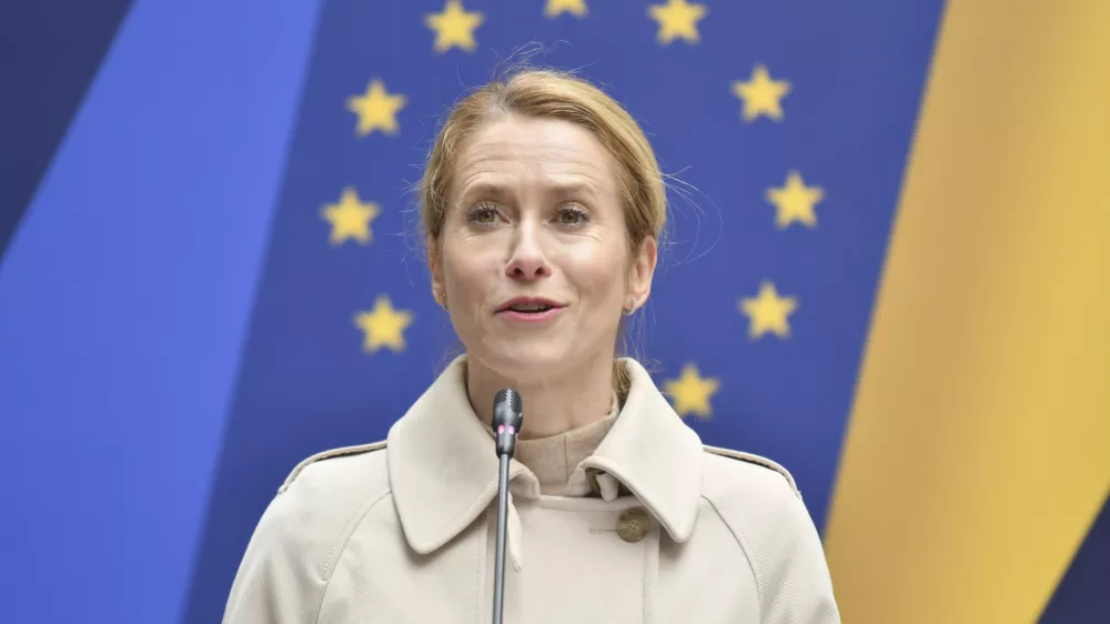 FILE - High Representative of the European Union for Foreign Affairs and Security Policy Kaja Kallas speaks to journalists during UA-EU foreign Minister's meeting in Lviv, Ukraine, on May 9, 2025. (AP Photo/Mykola Tys, File)