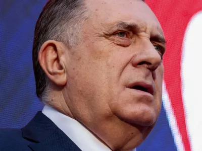 FILE PHOTO: President of Republika Srpska (Serb Republic) Milorad Dodik attends a protest in Banja Luka, Bosnia and Herzegovina, February 25, 2025. REUTERS/Amel Emric/File Photo