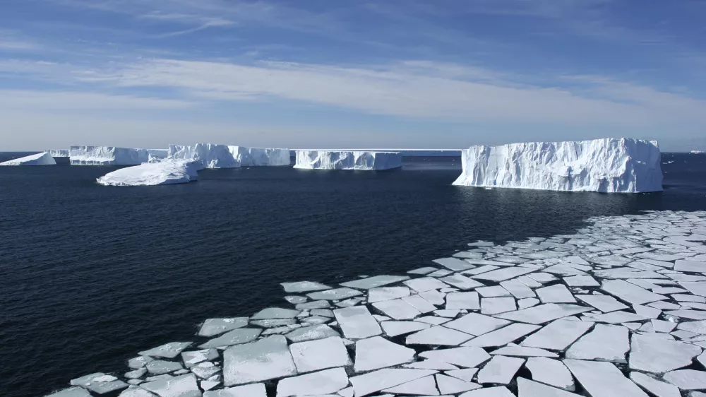 Ross Sea, Antarctica - Aerial View with Pack Ice and Icebergs, Eco Tourism