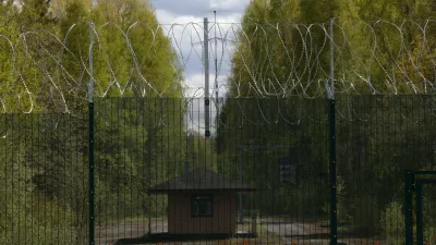 A view of the new barrier fence on the Finnish-Russian border in Nuijamaa, Finland, May 21, 2025. REUTERS/Leonhard Foeger