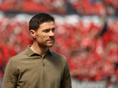 FILE PHOTO: Soccer Football - Bundesliga - Bayer Leverkusen v FC Augsburg - BayArena, Leverkusen, Germany - April 26, 2025 Bayer Leverkusen coach Xabi Alonso is seen at the stadium before the match REUTERS/Thilo Schmuelgen DFL REGULATIONS PROHIBIT ANY USE OF PHOTOGRAPHS AS IMAGE SEQUENCES AND/OR QUASI-VIDEO./File Photo
