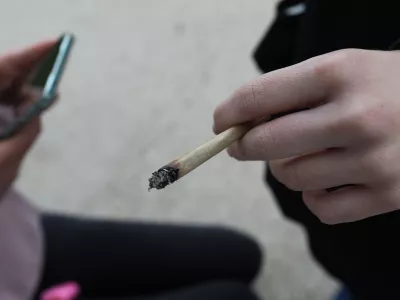 joint. - 18.04.2024. - Tradicionalni Marihuana mar&scaron; 2024, ki ga organizira &Scaron;tudentska organizacija Univerze v Ljubljani. FOTO: Bojan Velikonja