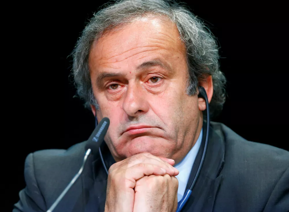 FILE PHOTO: UEFA President Michel Platini addresses a news conference after a UEFA meeting in Zurich, Switzerland, May 28, 2015.  REUTERS/Ruben Sprich/File Photo