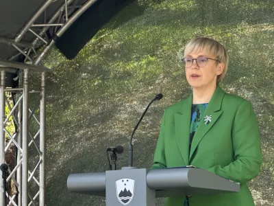 Gornji Suhor pri Vinici.Slovesnost ob dnevu slovensko-britanskega prijateljstva v spomin na 80. obletnico padca bombnika B 24 Liberator VI v Gornjem Suhorju pri Vinici, ki so se je udelezili predsednica republike Natasa Pirc Musar, veleposlanica Zdruzenega kraljestva Velike Britanije in Severne Irske Victoria Harrison, generalmajor Simon Edwards in zupan Obcine Crnomelj Andrej Kavsek.