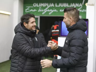 Victor Sanchez in Bo&scaron;tjan Cesar 10.11.2024 - nogomet tekma Olimpija - Maribor - stadion Stožice   FOTO: LUKA CJUHA
