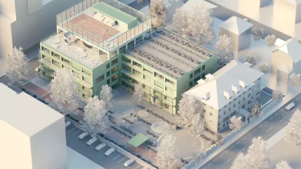 Na natečaju za izbiro strokovno najprimernej&scaron;e re&scaron;itve za gradnjo novega poslopja Centra Iris je zmagal načrt biroja Bevk Perović arhitekti. Foto:&nbsp;Bevk Perović arhitekti