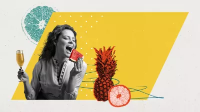 Poster. Medieval person eating fresh fruits and drinking alcohol drink against vibrant abstract background. Textured effect. Concept of food and drinks, delivery service. Trendy magazine style. Ad / Foto: Anton Vierietin