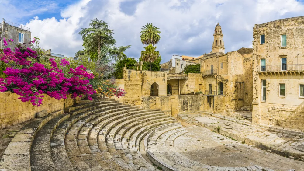 Ancient Roman theater in Lecce, Puglia region, southern Italy