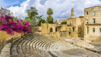 Ancient Roman theater in Lecce, Puglia region, southern Italy