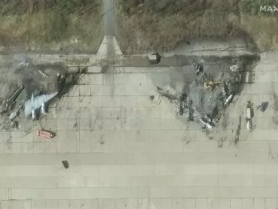 A satellite image shows destroyed TU 95 aircrafts in the aftermath of a drone strike at the Olenya air base, Murmansk region, Russia, June 4, 2025, Maxar Technologies/Handout via REUTERS THIS IMAGE HAS BEEN SUPPLIED BY A THIRD PARTY. NO RESALES. NO ARCHIVES. MANDATORY CREDIT. MUST NOT OBSCURE LOGO.