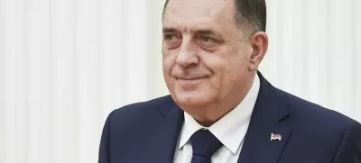 Bosnian Serb President Milorad Dodik attends a meeting with Russian President Vladimir Putin meeting at the Kremlin in Moscow, Russia, Tuesday, April 1, 2025. (Mikhail Tereshchenko, Sputnik, Kremlin Pool Photo via AP)