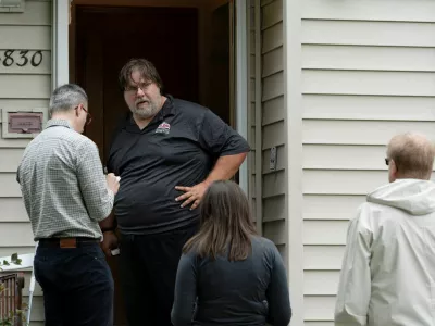 David Carlson, a roommate who lives at a residence associated with 57-year-old Vance Luther Boelter, primary suspect involved in the deaths of senior Democratic state assemblywoman Melissa Hortman and her husband, speaks with media at his home, in Minneapolis, Minnesota, U.S., June 14, 2025.  REUTERS/Tim Evans
