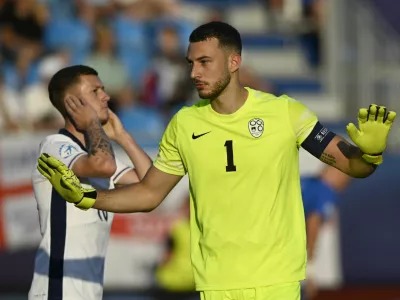Soccer Football - UEFA Under 21 Championship - England v Slovenia - Nitra Stadium, Nitra, Slovakia - June 15, 2025 Slovenia's Martin Turk reacts REUTERS/Radovan Stoklasa