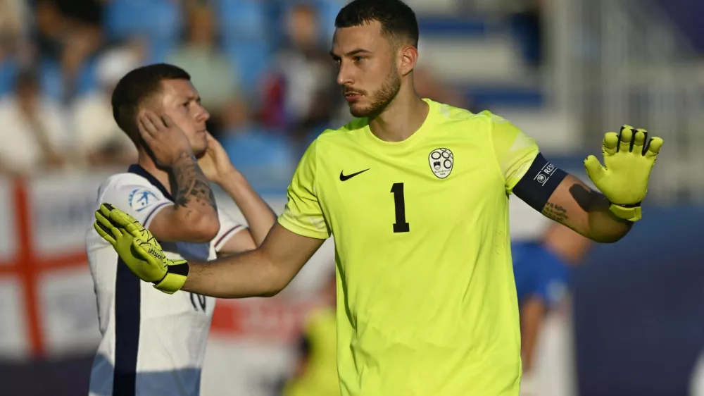 Soccer Football - UEFA Under 21 Championship - England v Slovenia - Nitra Stadium, Nitra, Slovakia - June 15, 2025 Slovenia's Martin Turk reacts REUTERS/Radovan Stoklasa
