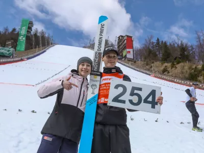 Nika Prevc Domen Prevc30.03.2025 - finale svetovnega pokala v smučarskih skokih, mo&scaron;ki, posamična tekma; PLANICA 2025Foto: Luka Cjuha