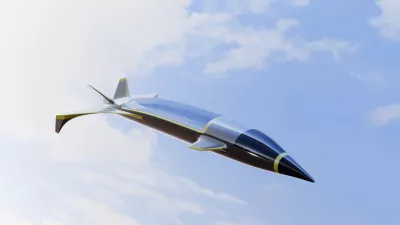 Hypersonic Jet aircraft in sky. Future technology with supersonic Jet. 3d render.