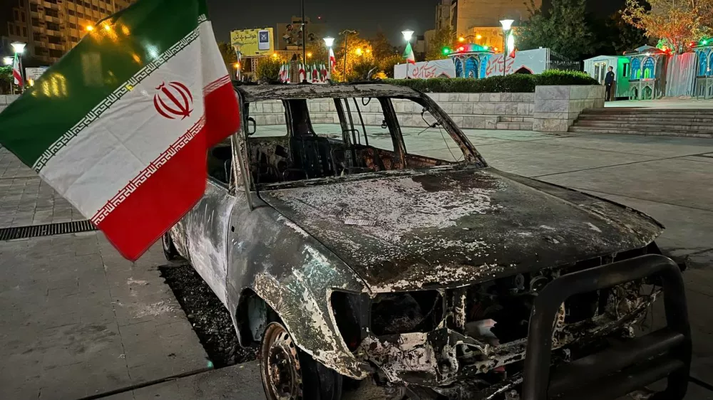19 June 2025, Iran, Tehran: An Iranian Red Crescent ambulance, which was struck during an Israeli attack on June 16 in West Azerbaijan province, is currently on display in Haft-e Tir Square in Tehran. Photo: Ircs/ZUMA Press Wire/dpa