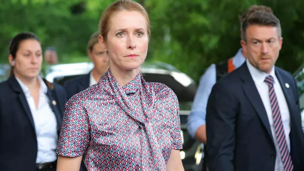 European Union High Representative for Foreign Affairs and Security Policy Kaja Kallas leaves the InterContinental hotel to speak to media after nuclear talks with Iran in Geneva, Switzerland, June 20, 2025. REUTERS/Denis Balibouse