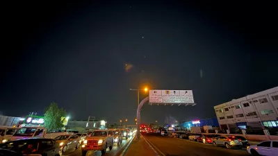 Traces are seen in the sky after Iran's armed forces say they targeted The Al-Udeid base in a missile attack, as seen from Doha, Qatar, June 23, 2025. REUTERS/Stringer   TPX IMAGES OF THE DAY