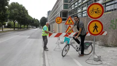 24.06.2025 - Vilharjeva cesta - Gradbi&scaron;če, zaprta kolesarska steza in pločnikFoto: Luka Cjuha