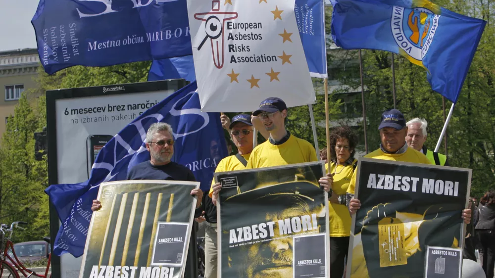 - Zveza sindikatov azbestnih bolnikov Slovenije (Zveza SABS)- Mednarodna organizacija Asbestos Risks Association (EARA)- Shod članov EARA in Zveze SABS, s katerim želijo odgovorne opozoriti na ustrezno re&scaron;evanje azbestne problematike. //FOTO: Jaka AdamičOPOMBA: ZA OBJAVO V ČASOPISU DNEVNIK