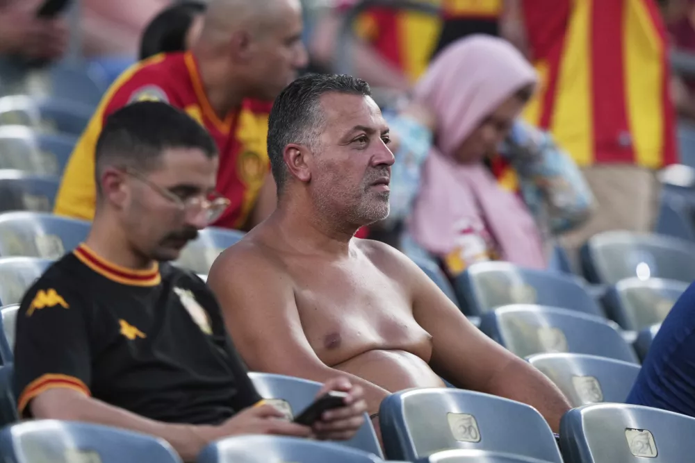 Spectators wait for the start of the Club World Cup Group D soccer match between Esperance Tunisie and Chelsea in Philadelphia, Tuesday, June 24, 2025. (AP Photo/Matt Slocum)