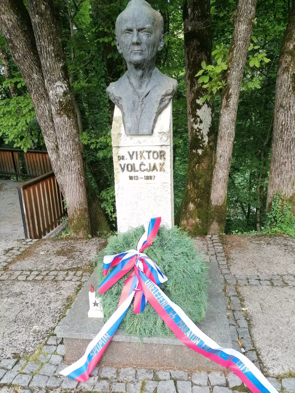 Cerkno, Dolenji Novaki.V noci na cetrtek je neznani storilec ukradel bronasti kip Viktorja Volcjaka, ki je bil postavljen v blizini vhoda v bolnico Franja v Dolenjih Novakih.Foto: Mestni muzej Idrija