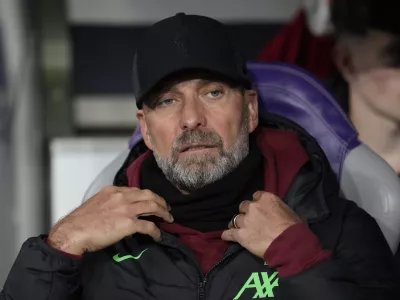 FILE - Liverpool's manager Jurgen Klopp prior to the start of the Europa League Group E soccer match between Toulouse and Liverpool, at the Toulouse Stadium in Toulouse, France, Nov. 9, 2023. Jurgen Klopp announced Friday Jan. 26, 2024, he will step down as Liverpool manager at end of this season. (AP Photo/Thibault Camus, File)