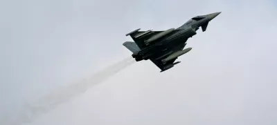 A Eurofighter jet flies during exercises of the German naval forces in Eckernfoerde, Germany, February 21, 2023. REUTERS/Fabian Bimmer